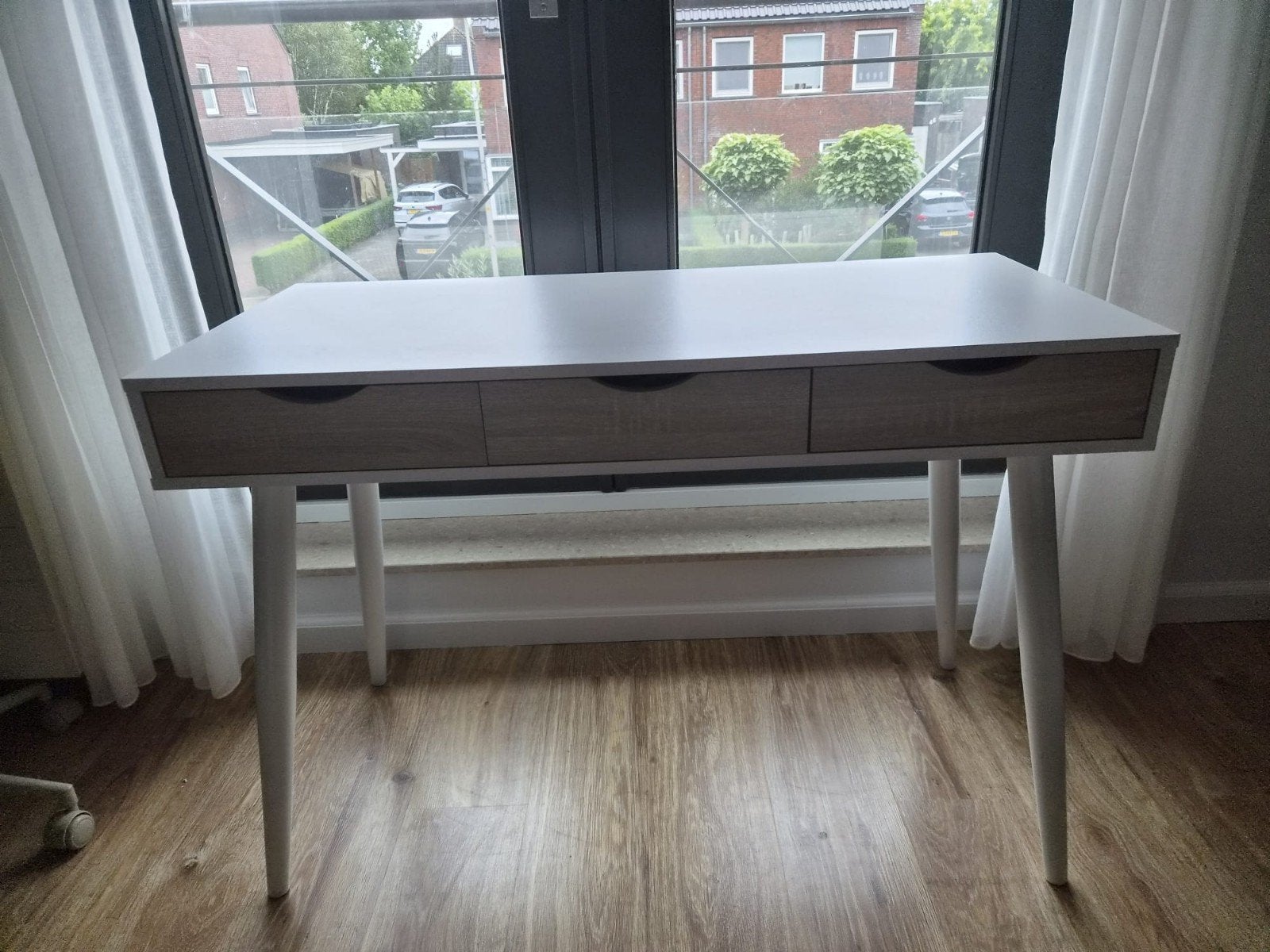 Mooie make-up tafel / bureau met lades 110cm, Ophalen, Zo goed als nieuw, Bruin