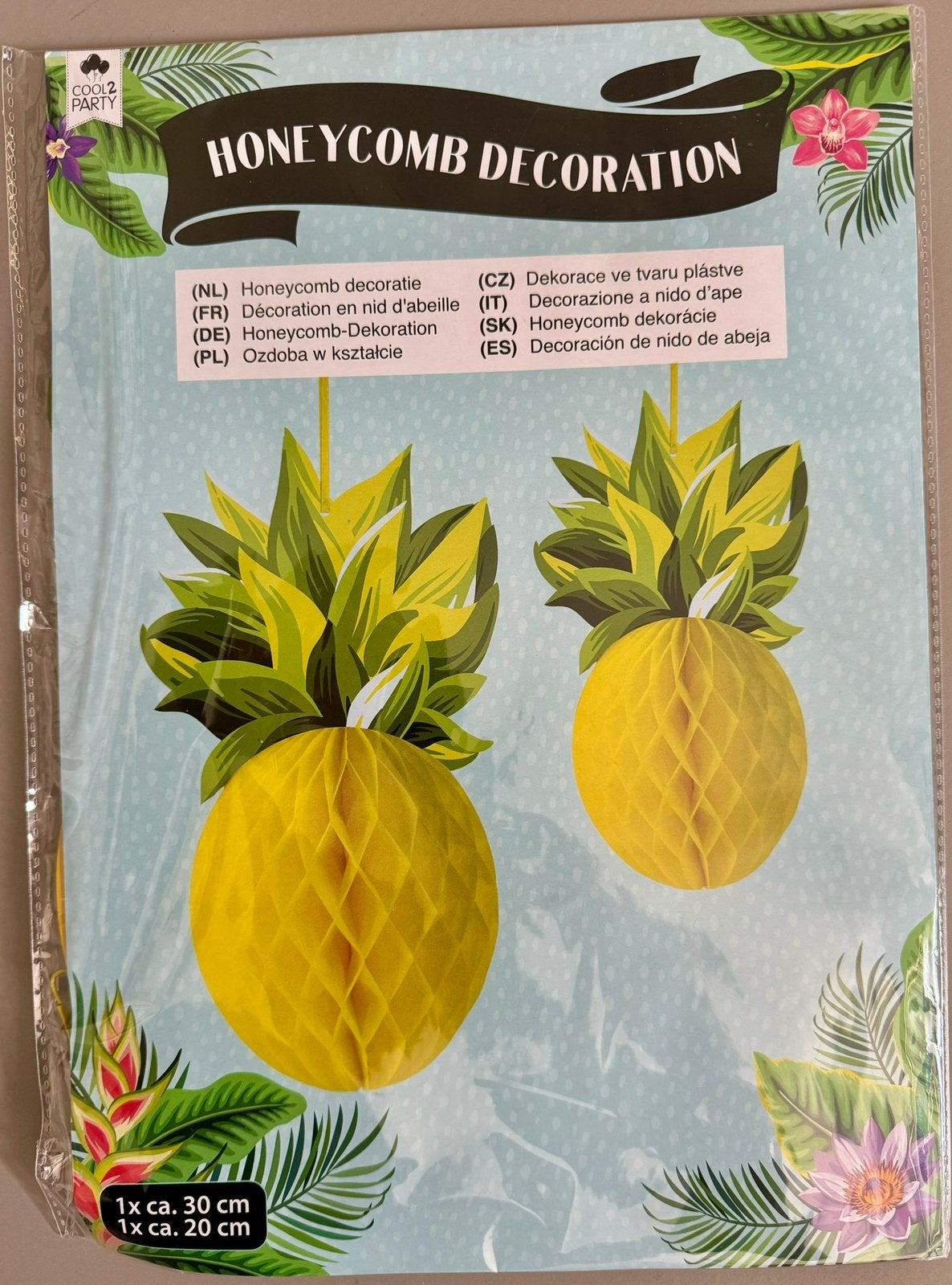 Honeycombs decoratie ananas 2x (30cm en 20cm) nieuw, Ophalen of Verzenden, Nieuw, Versiering, Overige