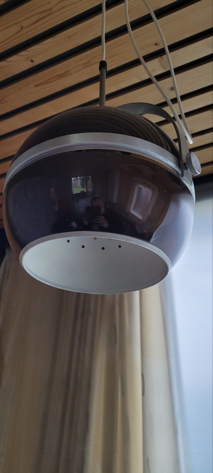 Vintage jaren 70 Space Age hanglamp – rookbruin perspex, Ophalen, Gebruikt, E27 (groot)