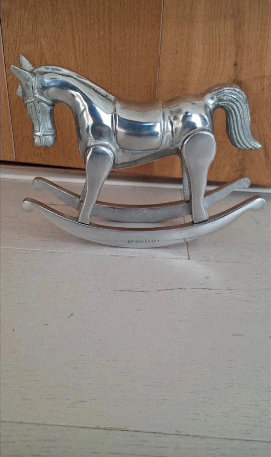 Rivièra Maison Rocky Horse Statue 25 x 7.5, Huis en Inrichting, Ophalen of Verzenden, Zo goed als nieuw, Zilver, Metaal