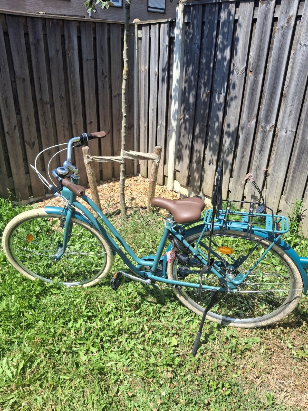 Dames stadsfiets Elops 520 cedergroen maat S/M Decathlon, Ophalen, Zo goed als nieuw, Overige merken, Versnellingen