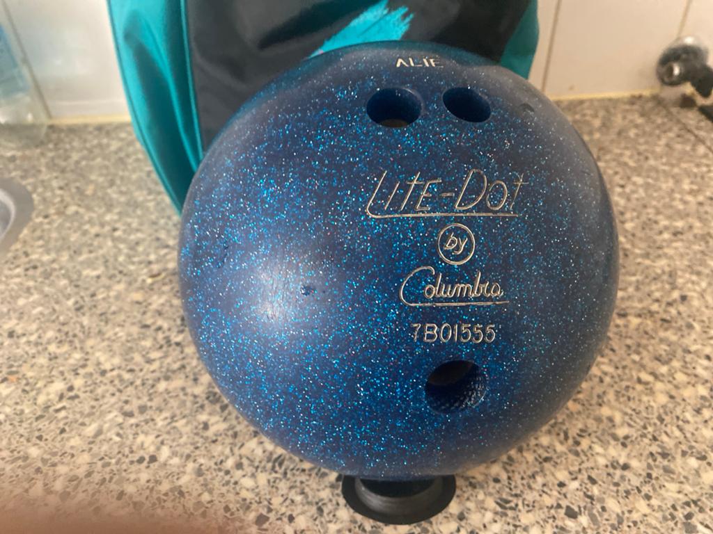 Bowlingbal Lite-Dot by Columbia met Ebonite tas, Sport en Fitness, Bowlen, Ophalen of Verzenden, Gebruikt, Bal