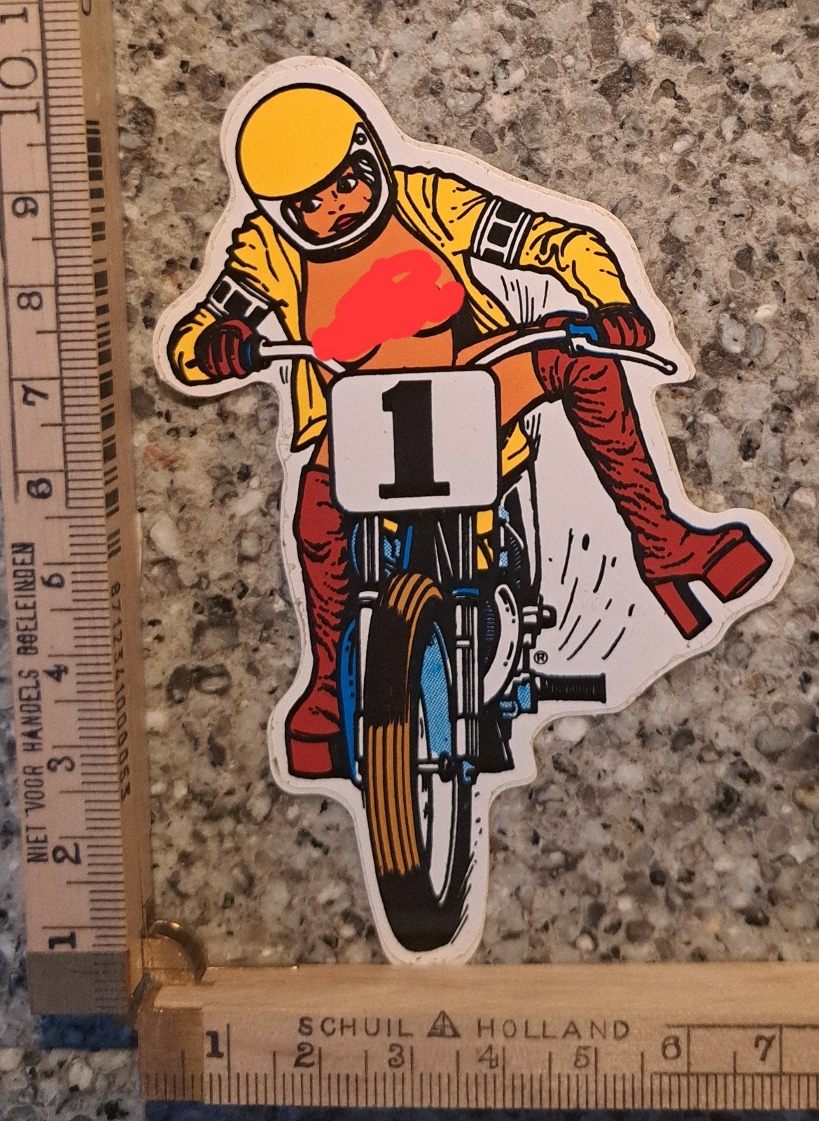 vintage sticker Naakte dame op crossmotor Pin-up sexy dame, Ophalen of Verzenden, Zo goed als nieuw