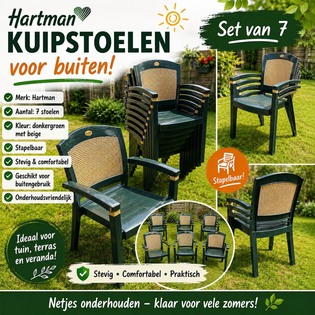 Hartman tuinstoelen, Ophalen, Zo goed als nieuw, Kunststof