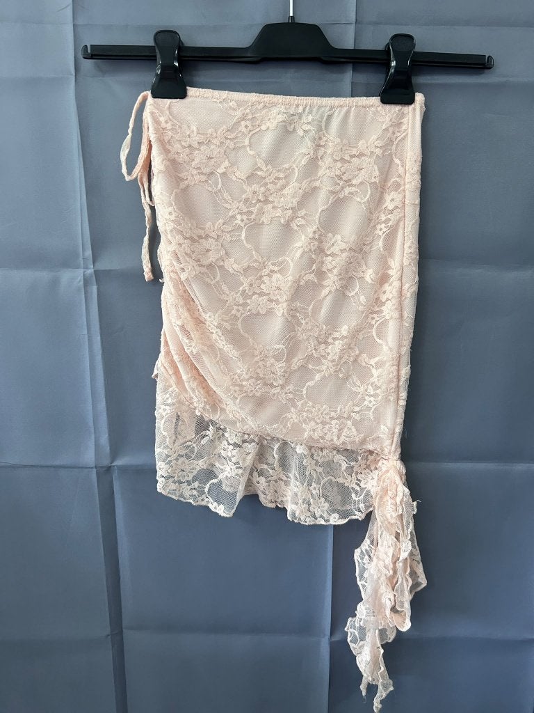 EGO kanten asymmetrische minirok lichtroze XS 34 Y2K, Ophalen of Verzenden, Zo goed als nieuw, Roze, Maat 34 (XS) of kleiner