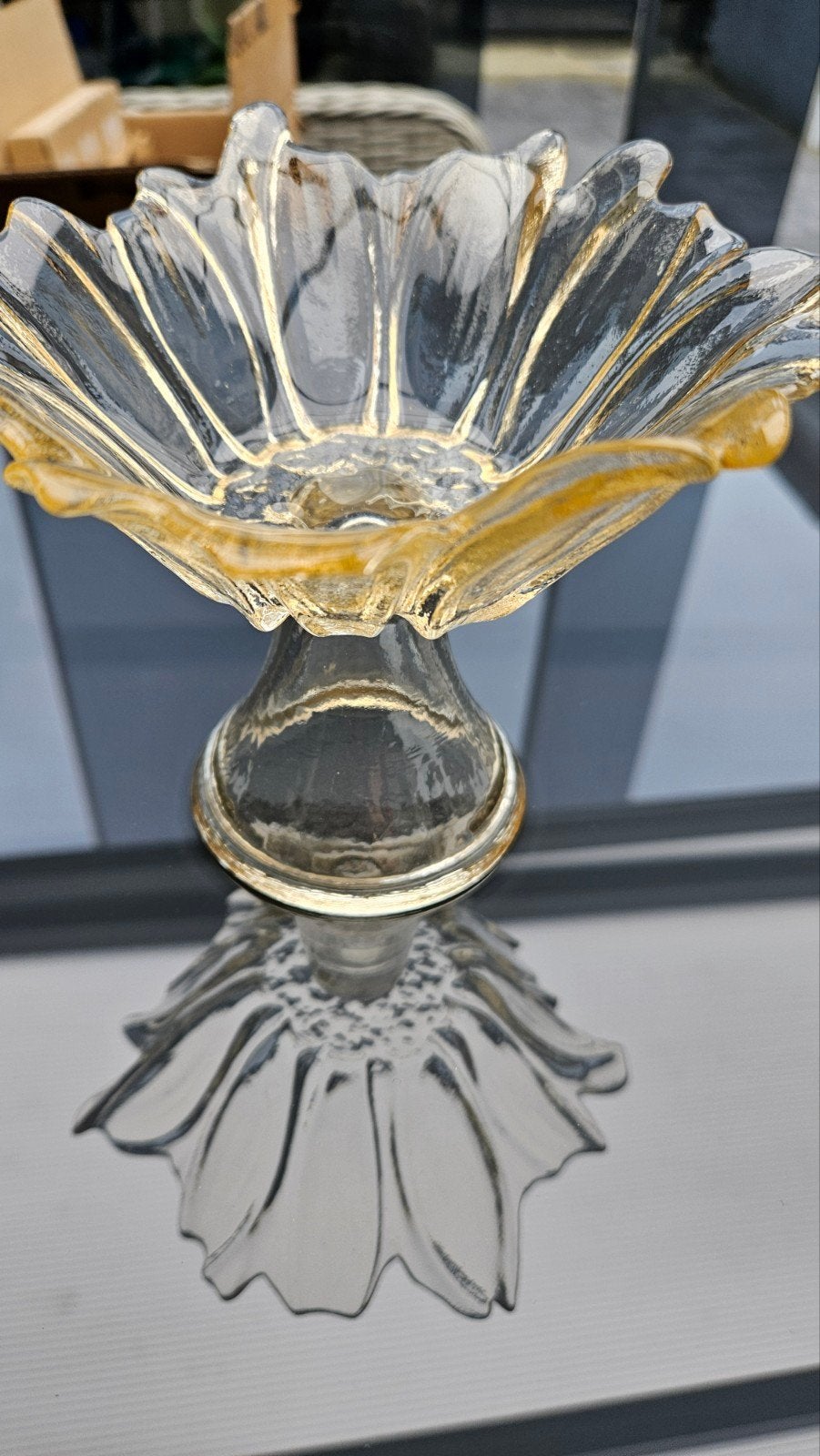 Uniek Vintage Glazen Fruitschaaltje - Bloemvormig, Antiek en Kunst, Antiek | Glas en Kristal, Ophalen of Verzenden