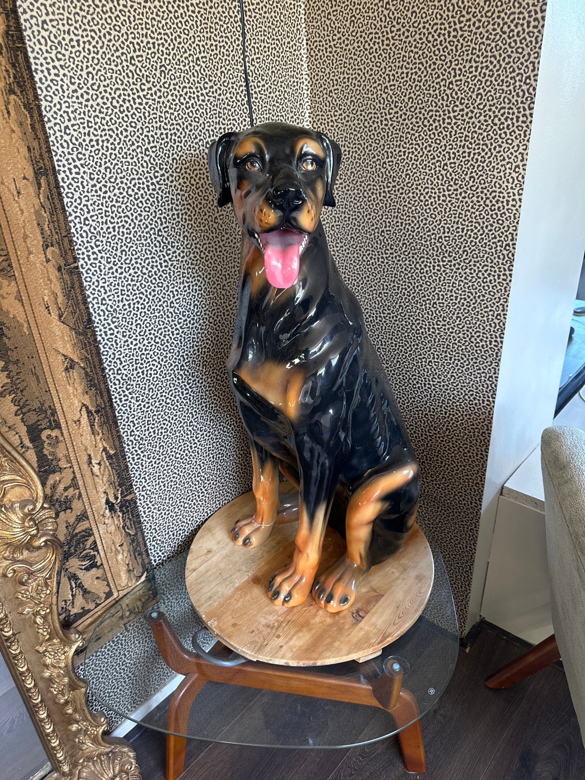 Grote vintage keramieken hond - Rottweiler - 85 cm, Ophalen
