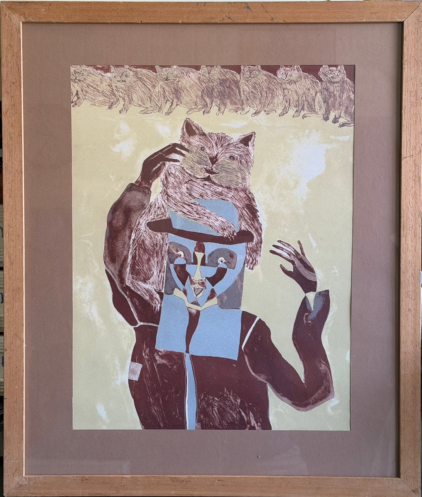 Francisco Toledo - Hombre con Gatos, Antiek en Kunst, Gelimiteerde oplage, Ophalen of Verzenden, Dieren en Natuur, Lithografie