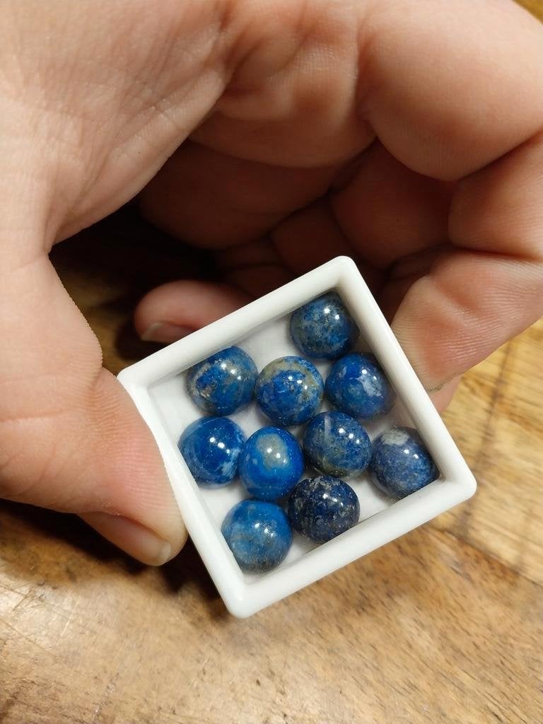 Lot van 10 lapis lazuli cabochons edelsmid, Sieraden, Tassen en Uiterlijk, Edelstenen, Ophalen of Verzenden, Zo goed als nieuw