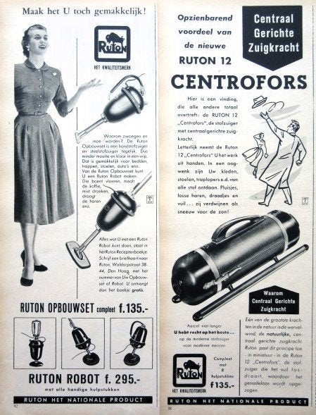 23 vintage advertenties Ruton stofzuigers 1954-62 stofzuiger, Ophalen of Verzenden, Gebruikt, Overige typen