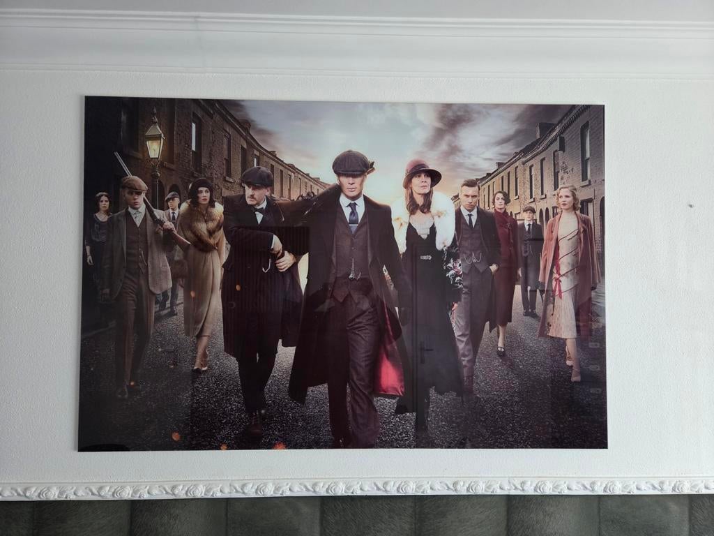 Groot Peaky Blinders Glas Schilderij - 1.50x1.00 m, Huis en Inrichting, Woonaccessoires | Schilderijen, Tekeningen en Foto's, 125 cm of meer