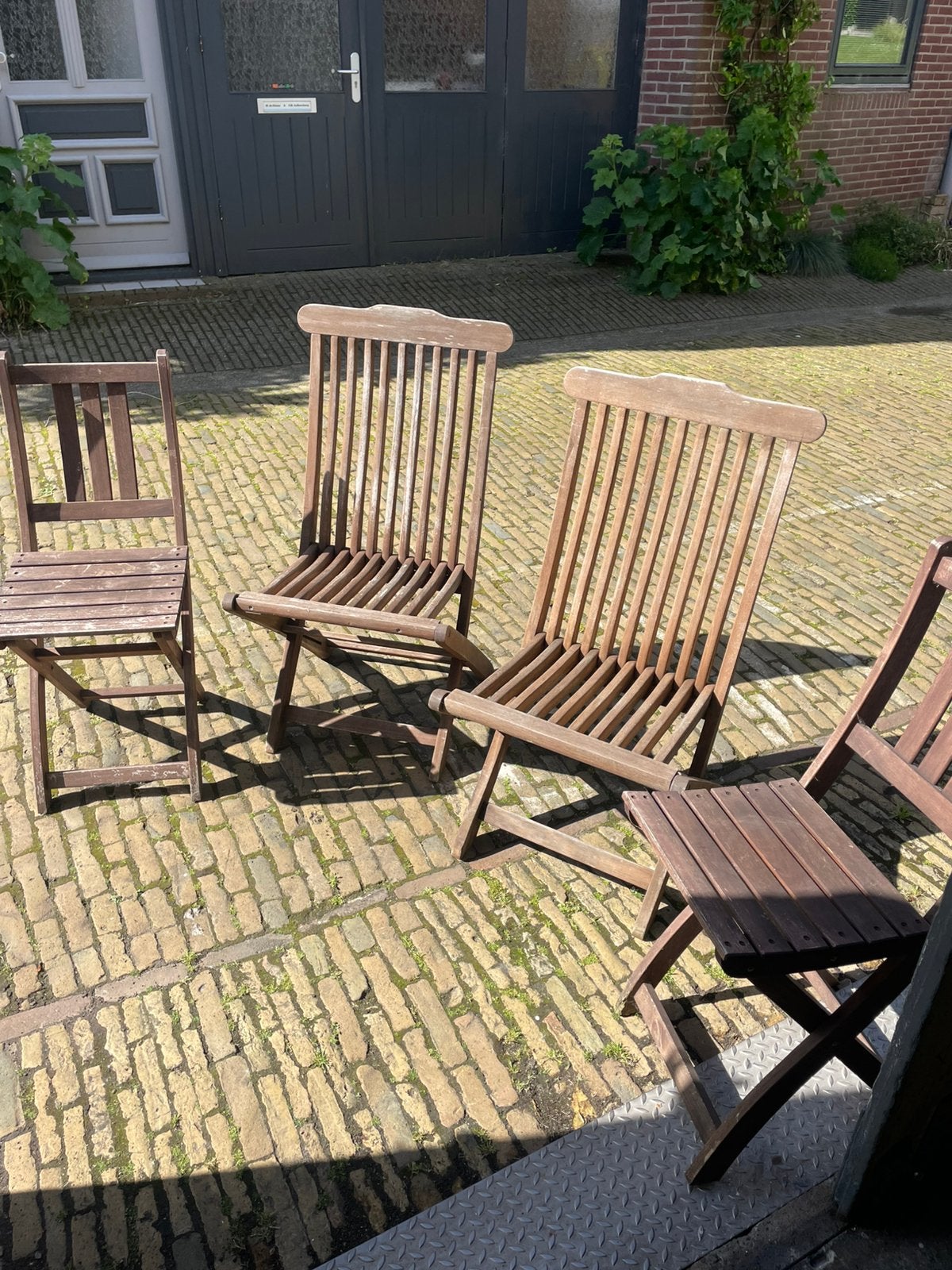 teak tuinstoelen inklapbaar, Tuin en Terras, Ophalen, Gebruikt, Teakhout, Inklapbaar