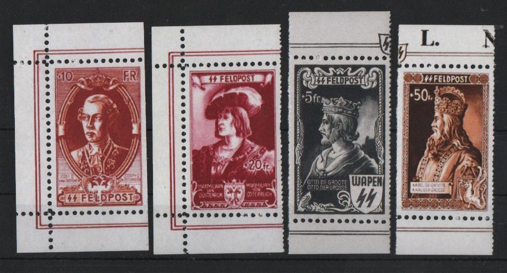 Q11) Belgien 1943 4 Spendenvignetten SS Feldpost geen garant, Verzenden, Postfris