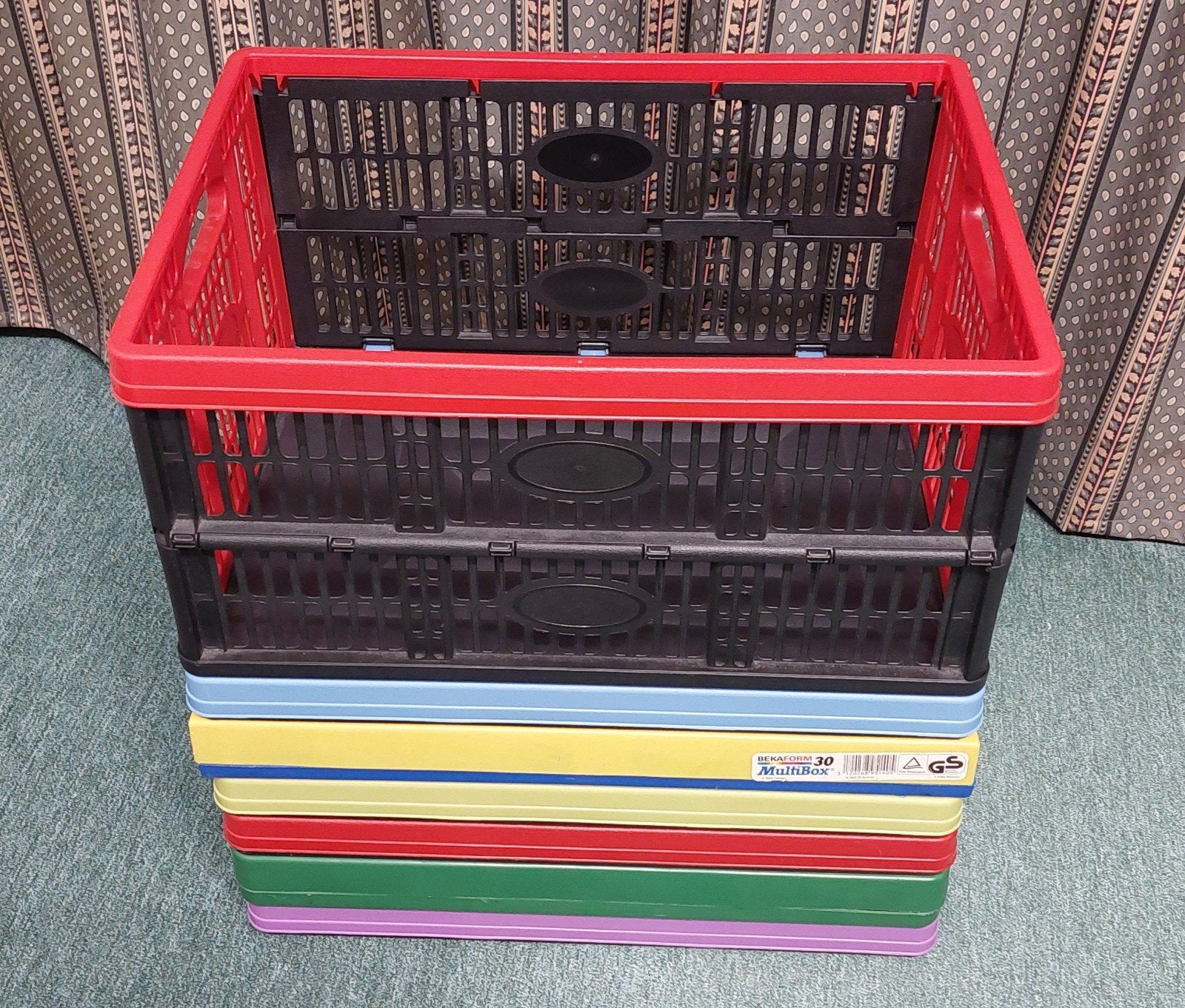 Set van 7 opvouwbare Multibox kratten, diverse kleuren, Ophalen, Opvouwbaar, Minder dan 35 cm, Minder dan 50 cm