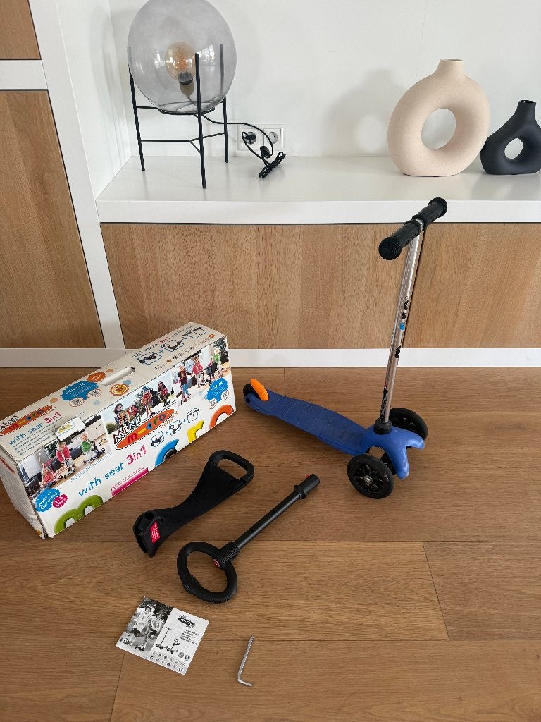 Micro Mini 3-in-1 step met zitje - Blauw, Fietsen en Brommers, Ophalen, Zo goed als nieuw, Gewone step, Micro