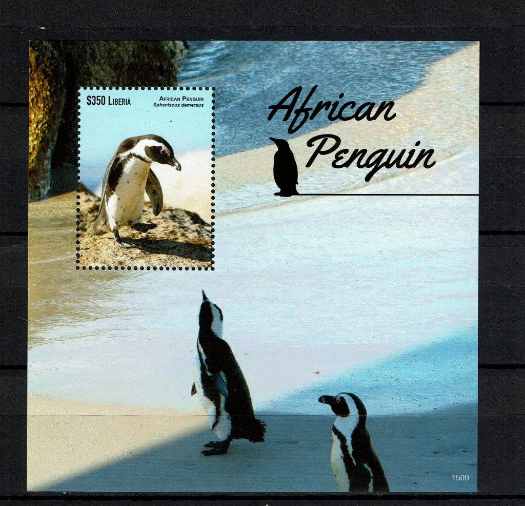 liberia 2015 pf blok pinguins penguins vogels birds 2, Ophalen of Verzenden, Postfris, Dier of Natuur