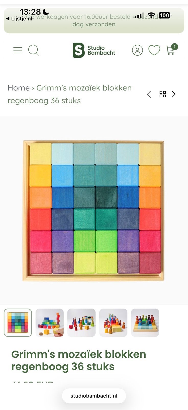 !GEZOCHT! Grimm's mozaïek blokken regenboog 36 stuks, Ophalen of Verzenden, Zo goed als nieuw