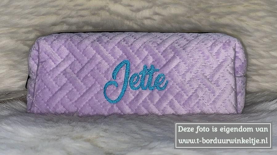 Etui velvet paars geborduurd met naam, Diversen, Ophalen of Verzenden, Nieuw