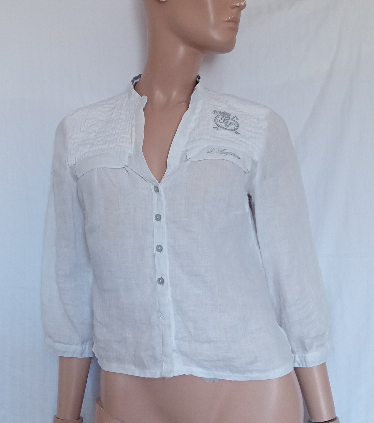 L'ARGENTINA LINNEN Blouse , Maat 36 - 38, Ophalen of Verzenden, Zo goed als nieuw, Maat 36 (S), Wit
