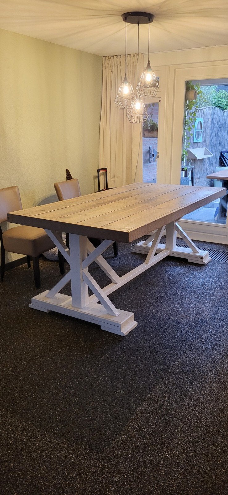Robuuste houten tuintafel - Perfect voor buiten!, Ophalen, Gebruikt, Rechthoekig, Hout
