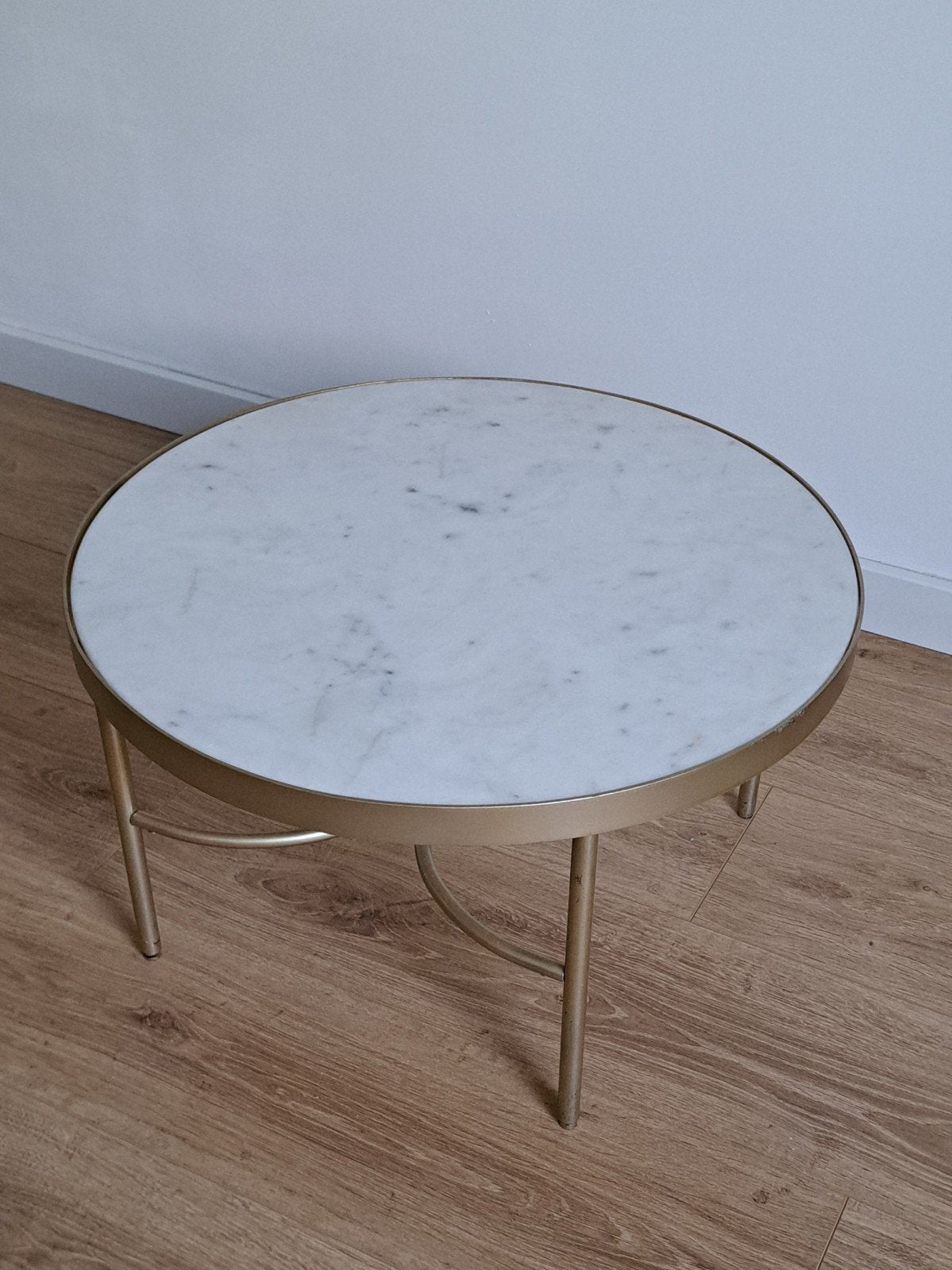 Stijlvolle H&M Home lage salontafel met marmeren Blad, Ophalen, Zo goed als nieuw, Rond, Minder dan 55 cm