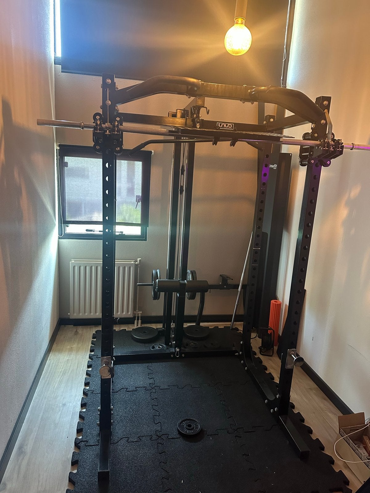 Laud Fitness Powerrack/Squatrack + Smith Machine & Schijven, Ophalen, Gebruikt, Krachtstation, Armen