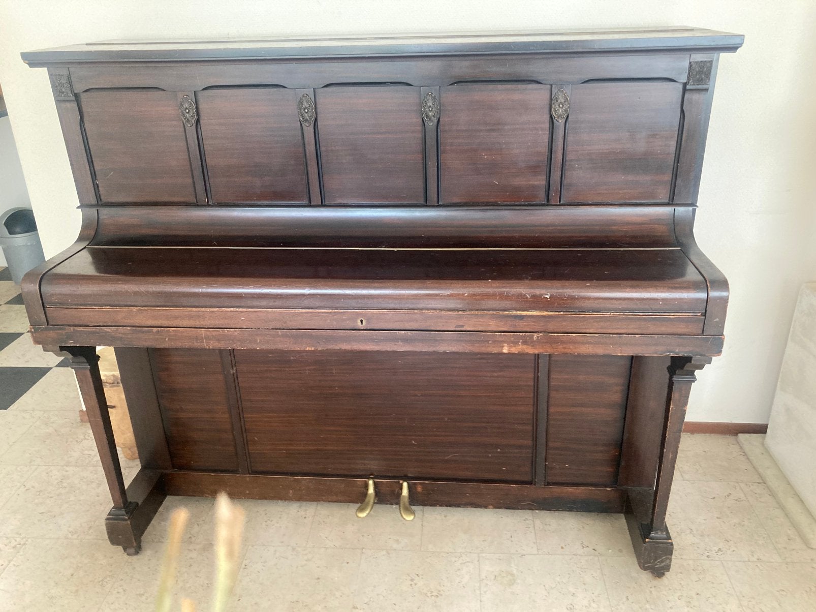 Oude Engelse Sames piano, Muziek en Instrumenten, Ophalen, Gebruikt, Bruin, Piano