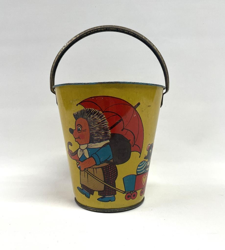 blikken speelgoed zandemmertje met hengsel jaren '60 vintage, Ophalen of Verzenden, Gebruikt