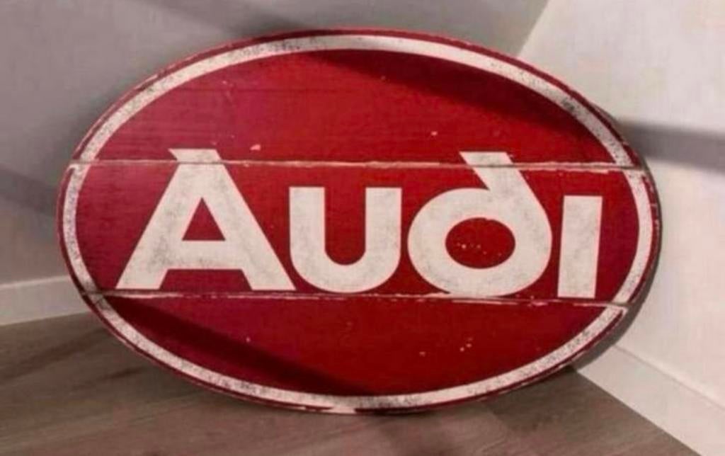 UNIEK MASSIEF HOUTEN AUDI BORD 88X57,5 HANDMADE CERTIFICAAT, Ophalen of Verzenden, Zo goed als nieuw, Auto's
