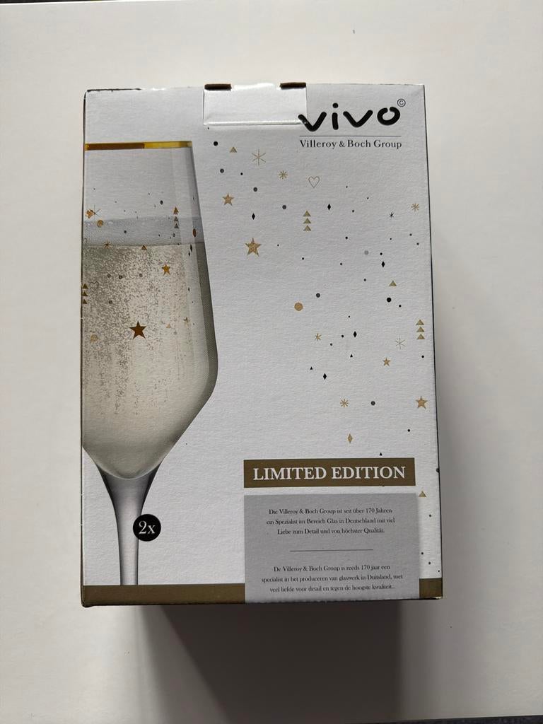Villeroy & Boch Vivo champagne glazen limited edition 2stuks, Ophalen of Verzenden, Nieuw, Glas, Glas of Glazen