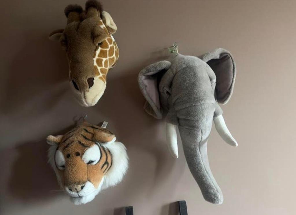Jungle Dierenkoppen: Giraffe, Tijger en Olifant, Kinderen en Baby's, Speelgoed | Knuffels en Pluche, Giraf, Ophalen of Verzenden