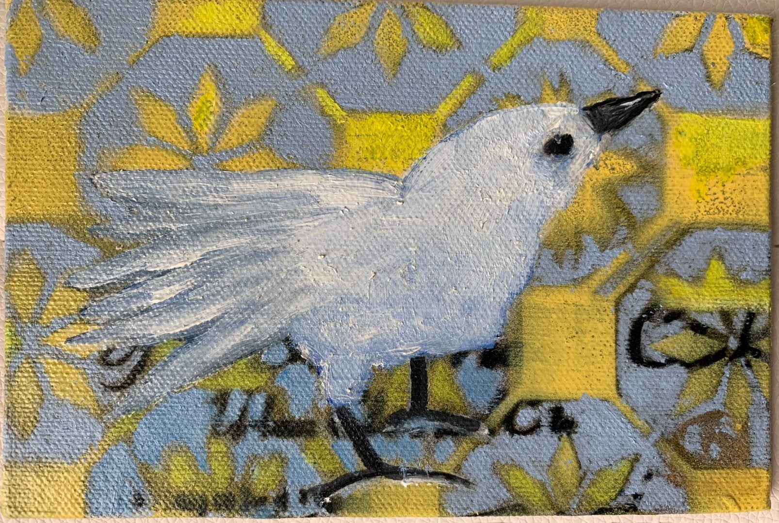 Vogel mixed media, Ophalen of Verzenden, Dieren, Gemengde techniek, Overige materialen