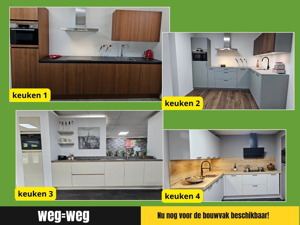 Mega showroomdeal! 4 keukens €4.995 p/st, weg is weg!, Huis en Inrichting, Keuken | Complete keukens, Ophalen, Overige kleuren