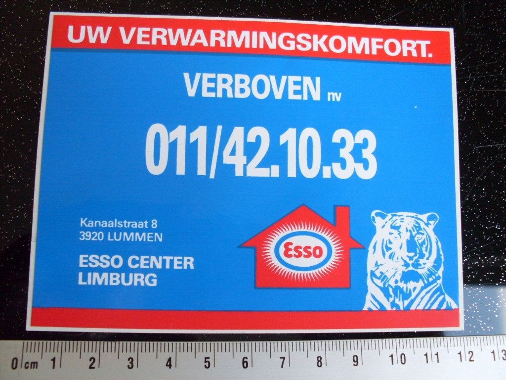 sticker verboven lummen esso center limburg logo, Verzenden, Zo goed als nieuw, Bedrijf of Vereniging