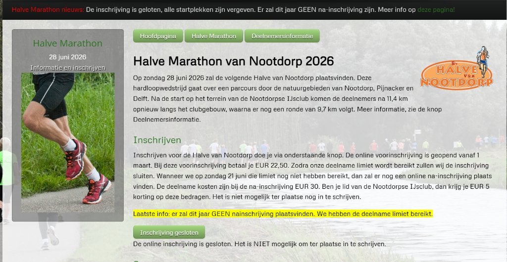 Gezocht: Kaartje Halve Marathon van Nootdorp, Ophalen of Verzenden, Nieuw, Overige typen, Overige merken