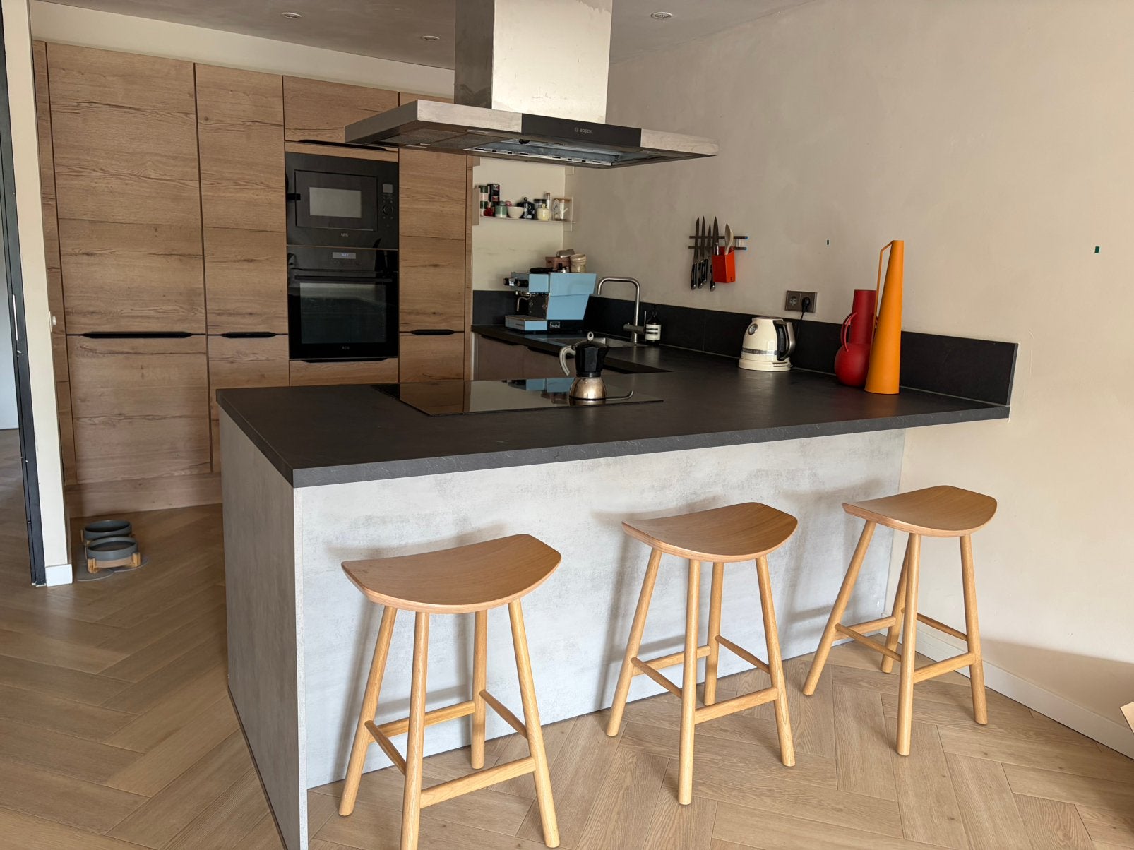 Complete modern kitchen + AEG & Bosch appliances, Ophalen, Zo goed als nieuw