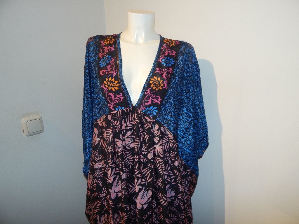 Sissel Edelbo zijde achtige jurk zomers Ibiza look One size, Overige kleuren, Verzenden, Maat 42/44 (L), Zo goed als nieuw
