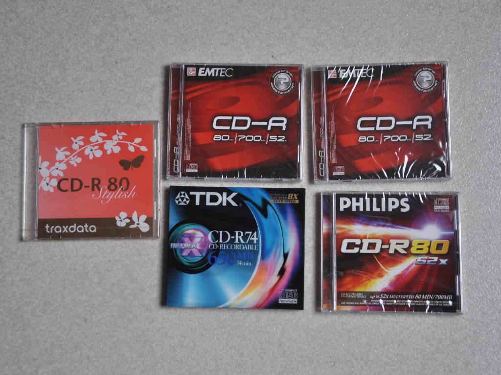 5x CD-R80  -  Philips  -  EMTEC  -  TDK CD-R74  -  Traxdata, Ophalen of Verzenden, Nieuw, Cd, Diverse merken