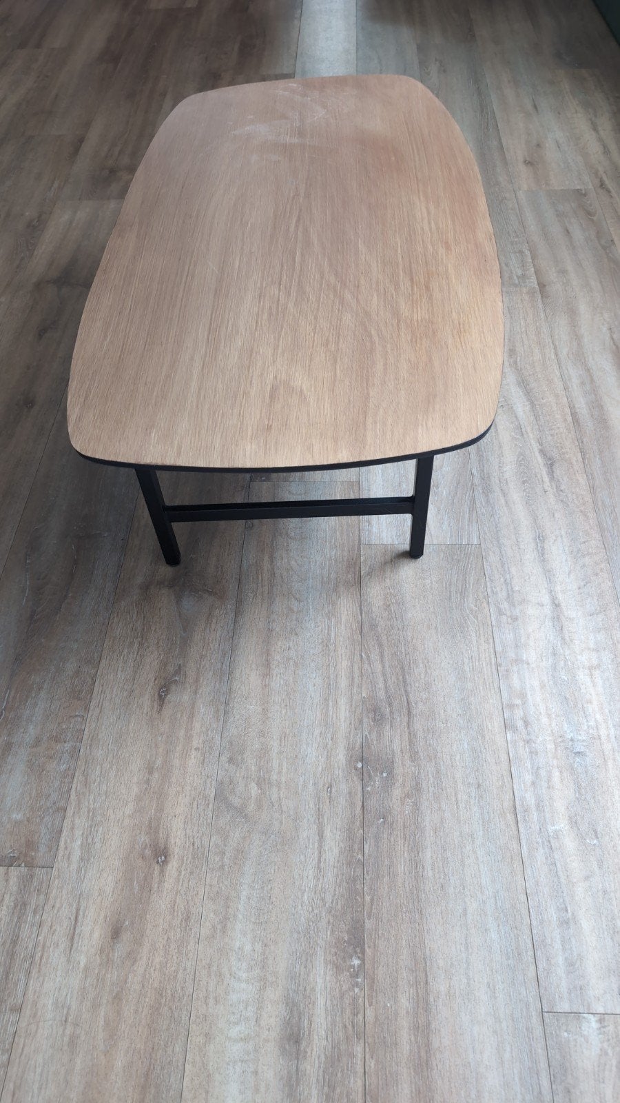 Salontafel 100x50 cm - Hout met zwart onderstel, Gebruikt, 100 tot 150 cm, 50 tot 100 cm, 5 – 50