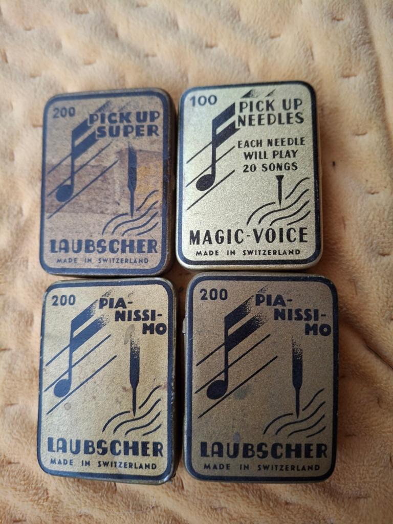 4x Vintage Laubscher Grammofoon Naalden Doosjes, Ophalen of Verzenden