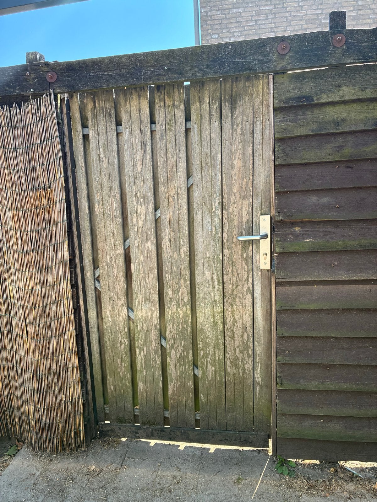 Houten poort 97x185cm (zonder cilinder), Tuin en Terras, Ophalen, 1 tot 2 meter, Minder dan 3 meter, Zo goed als nieuw