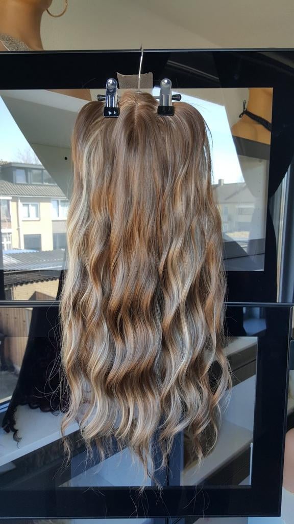 HaarTopper: #8 - Bruin en Blond gemixt - Wavy - 50/55cm, Ophalen of Verzenden, Nieuw, Pruik of Haarverlenging