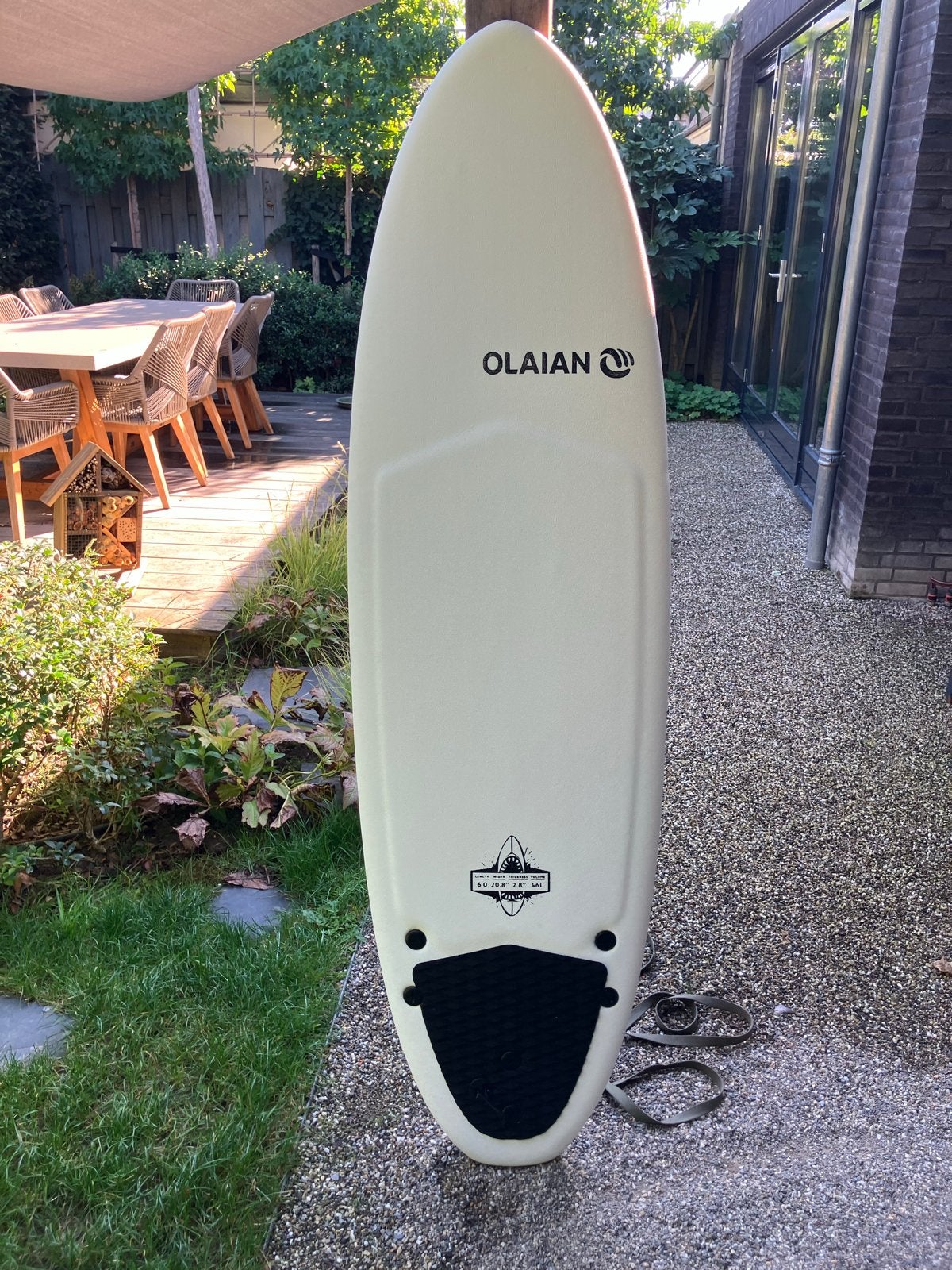 Surfplank Olaian 6'0" met vinnen, tas, wax en leash, Ophalen of Verzenden, Gebruikt, Shortboard, Met vinnen