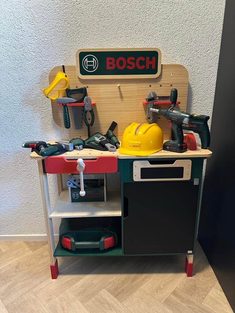 Bosch Houten Werkbank Speelgoed met Accessoires, Ophalen, Zo goed als nieuw, Jongen of Meisje