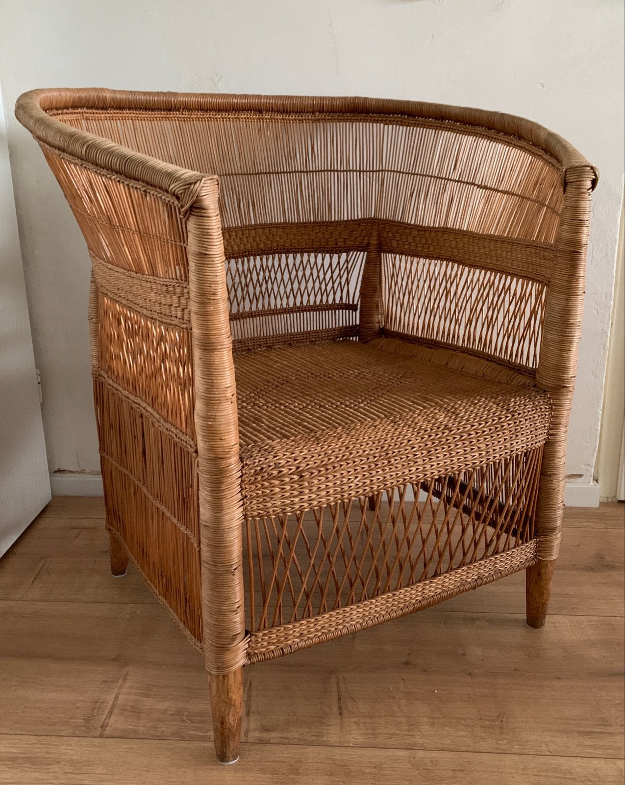 Rotan fauteuil, rieten stoel, vintage, Ophalen, Gebruikt, Bruin, Riet of Rotan