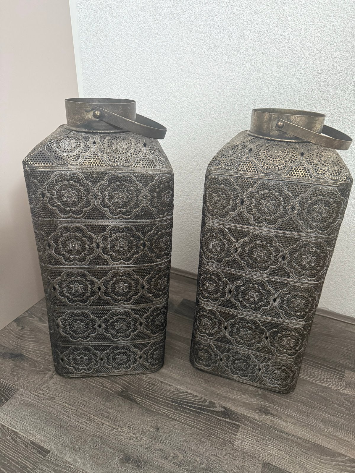 Set van 2 Windlichten - Zo goed als nieuw, Ophalen, Windlicht, Zo goed als nieuw, Metaal
