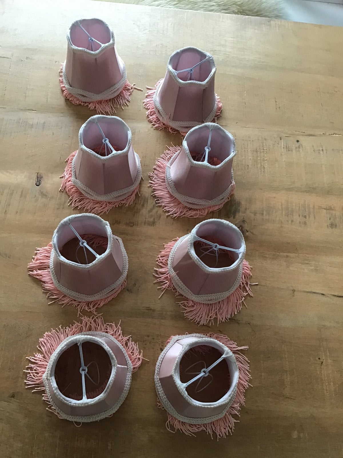 8 nieuwe lampenkapjes, Huis en Inrichting, Lampen | Lampenkappen, Ophalen of Verzenden, Nieuw, Roze, Textiel
