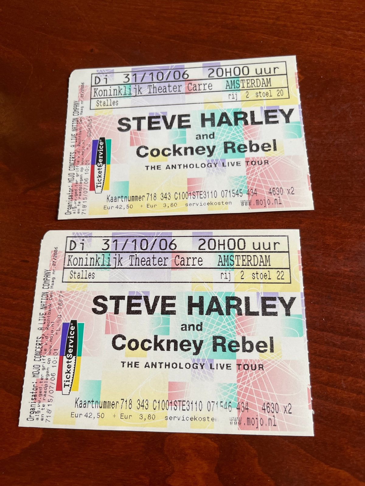 2 tickets Steve Harley cockney rebel 2006, Tickets en Kaartjes