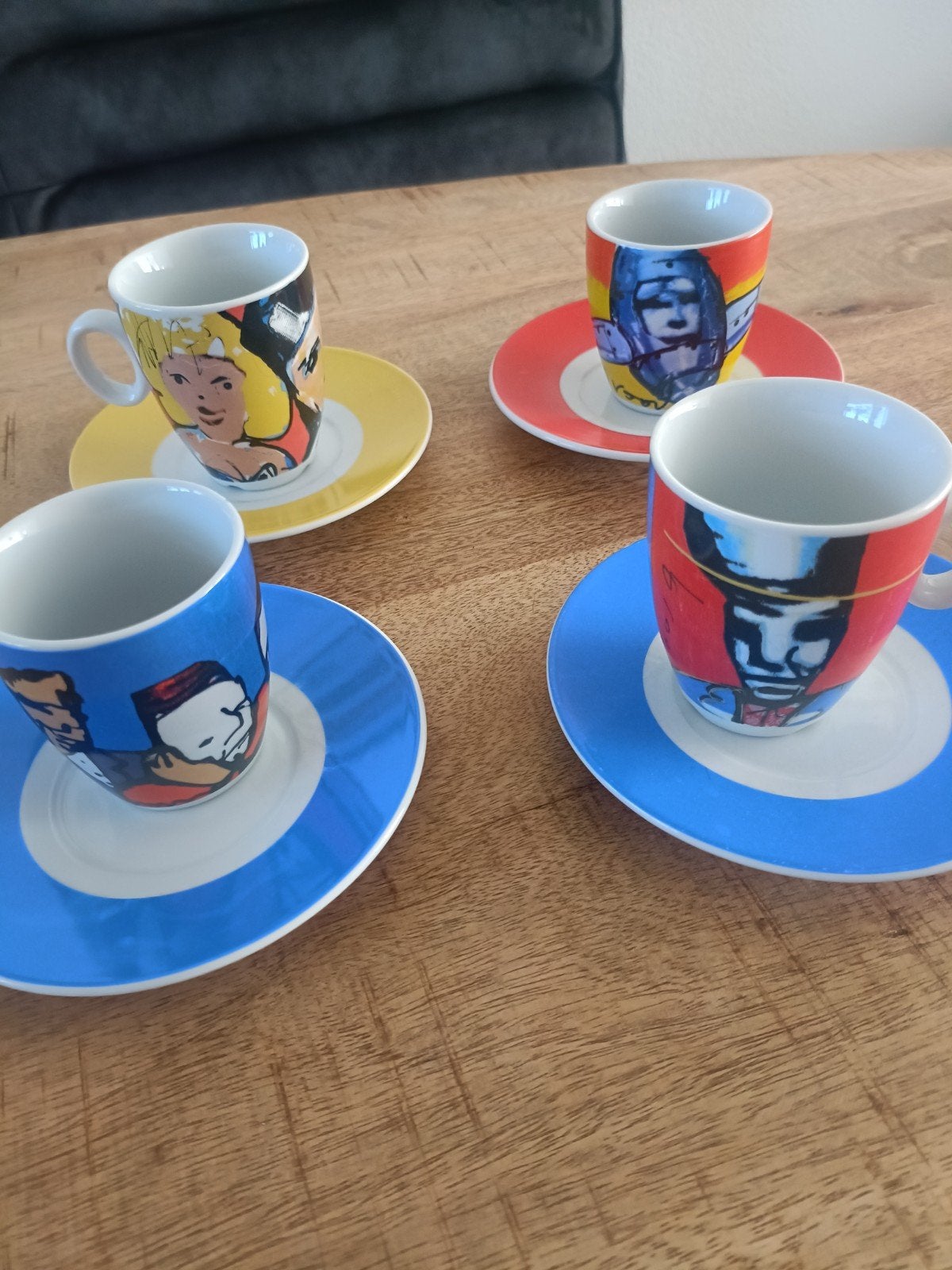 Herman Brood espresso kopjes met schotels (4 stuks), Huis en Inrichting, Ophalen of Verzenden