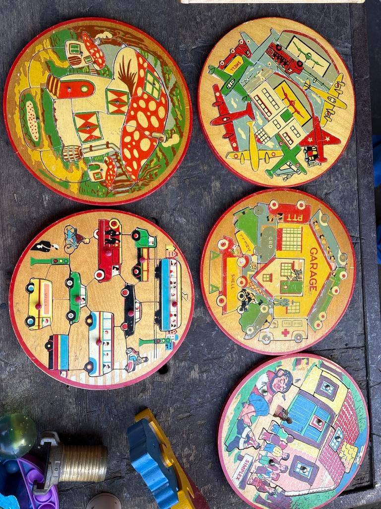 Retro Simplex Houten Puzzels (5 stuks), Antiek en Kunst, Ophalen of Verzenden